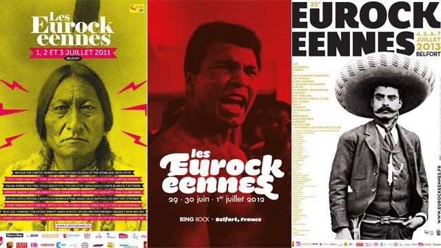 Affiche du festival Eurockéennes de Belfort, typographie massive et graphisme coloré inspiré street art