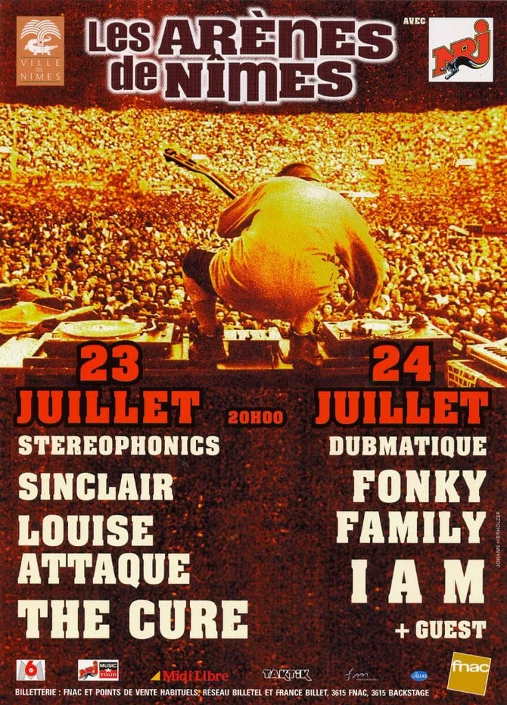 Affiche du Festival de Nîmes 1998, année du concert de The Cure