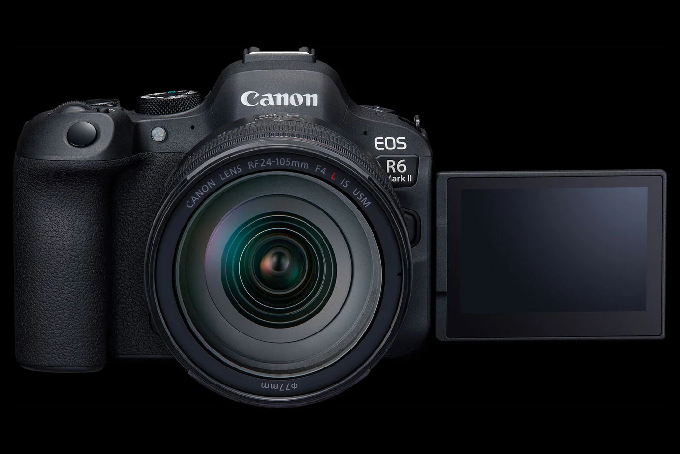 Appareil photo Canon EOS R6 Mark II posé sur une table, objectif prêt pour shooting intérieur ou extérieur, ambiance studio 2026