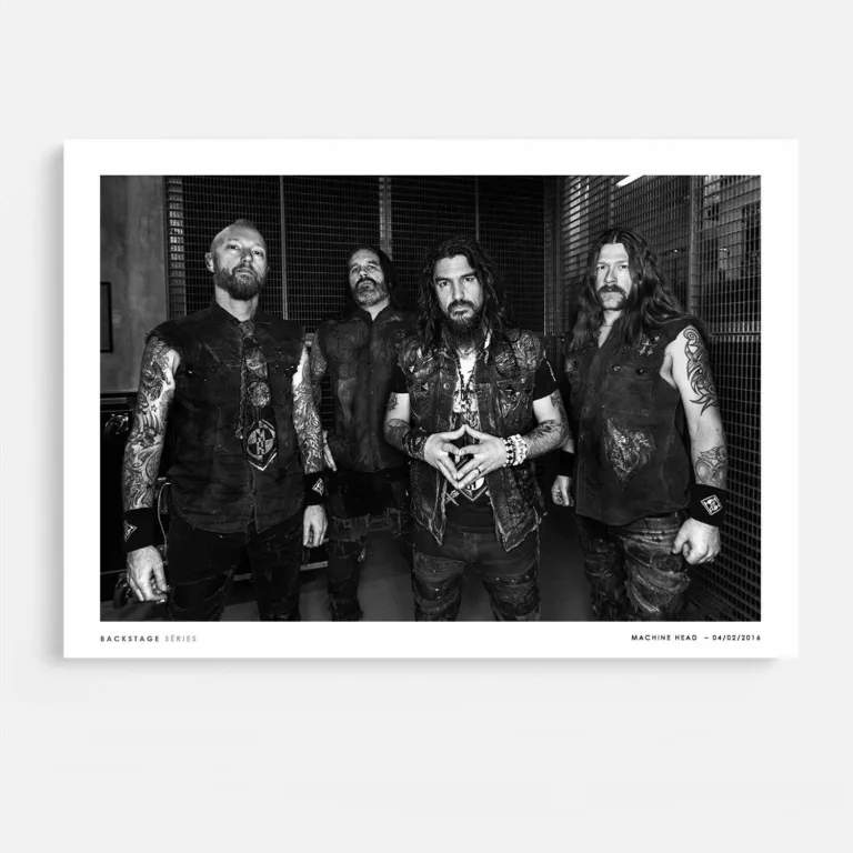 Tirage photo backstage MACHINE HEAD, coulisses concert signé Eric Canto