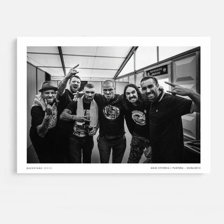 Tirage photo backstage Mass Hysteria / Pantera, coulisses concert signé Eric Canto