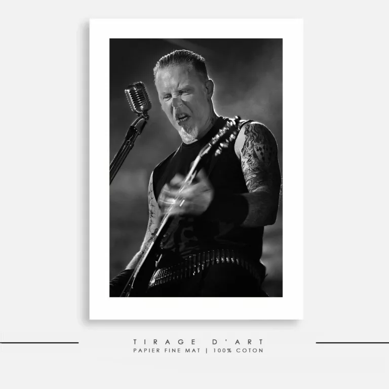 Tirage photo Metallica – World Magnetic (2009), concert rock en noir et blanc signé Eric Canto