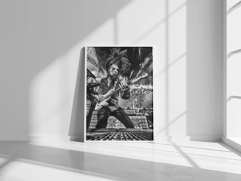 Photographie SLIPKNOT – The End, So Far Tour (2023) en noir et blanc, tirage signé et numéroté Eric Canto